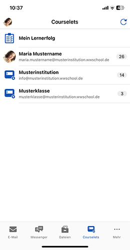 Direkter Zugriff vom Startbildschirm der App